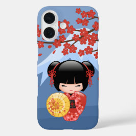Red Sakura Kokeshi Doll - Niedlich Geisha Girl iPhone 16 Hülle