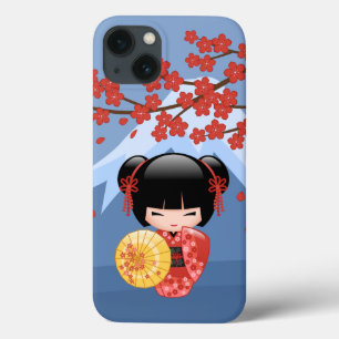 Red Sakura Kokeshi Doll - Niedlich Geisha Girl Case-Mate iPhone Hülle