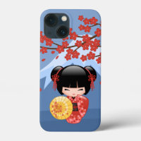 Red Sakura Kokeshi Doll - Niedlich Geisha Girl