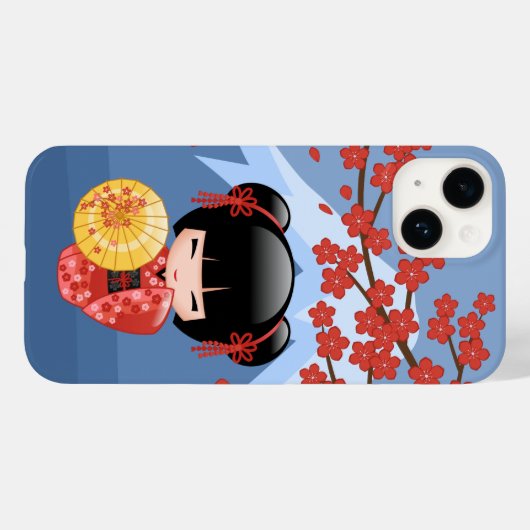 Red Sakura Kokeshi Doll - Niedlich Geisha Girl Case-Mate iPhone Hülle (Rückseite (Horizontal))