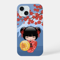 Red Sakura Kokeshi Doll - Niedlich Geisha Girl