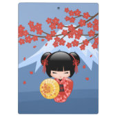 Red Sakura Kokeshi Doll - Niedlich Geisha Girl Klemmbrett (Rückseite)