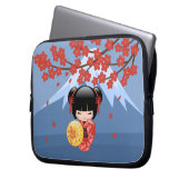 Red Sakura Kokeshi Doll - Niedlich Geisha Girl Laptopschutzhülle (Vorderseite Links)