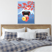 Red Sakura Kokeshi Doll - Niedlich Geisha Girl Leinwanddruck (Insitu (Schlafzimmer))