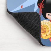Red Sakura Kokeshi Doll - Niedlich Geisha Girl Mousepad (Ecke)