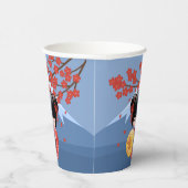 Red Sakura Kokeshi Doll - Niedlich Geisha Girl Pappbecher (Rechts)