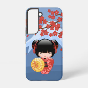 Red Sakura Kokeshi Doll - Niedlich Geisha Girl Samsung Galaxy Hülle