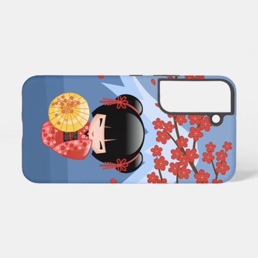 Red Sakura Kokeshi Doll - Niedlich Geisha Girl Samsung Galaxy Hülle (Rückseite (Horizontal))