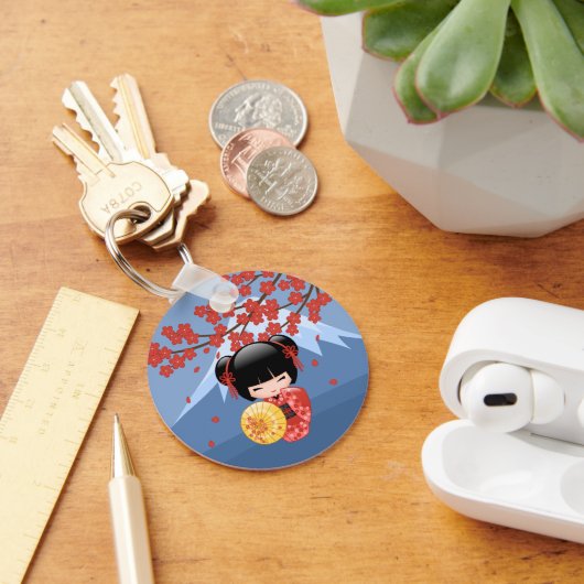Red Sakura Kokeshi Doll - Niedlich Geisha Girl Schlüsselanhänger (Schreibtisch)