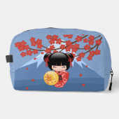 Red Sakura Kokeshi Doll - Niedlich Geisha Girl Waschbeutel (Vorderseite)