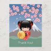Red Sakura Kokeshi Doll - Niedlich Geisha Vielen D Postkarte (Vorderseite)