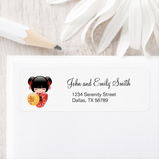 Red Sakura Kokeshi Doll - Niedlich Japanisch Geish (Insitu)