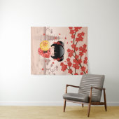 Red Sakura Kokeshi Doll - Niedlich Japanisch Geish Wandteppich (Beispiel (Horizontal))