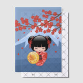 Red Sakura Kokeshi Niedlich Geisha Girl Blue Inser Pergament Einladungen (Versetzt (Einladung))
