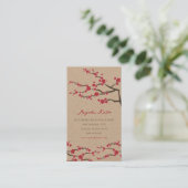 Red Sakura Oriental Chic Zen Cherry Blossoms Kraft Visitenkarte (Stehend Vorderseite)