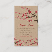 Red Sakura Oriental Chic Zen Cherry Blossoms Kraft Visitenkarte (Vorderseite)