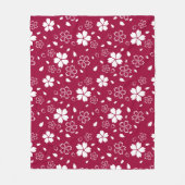 Red Sakura Pattern Fleece Blanket (Vorderseite)
