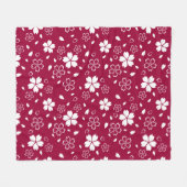Red Sakura Pattern Fleece Blanket (Vorderseite (Horizontal))