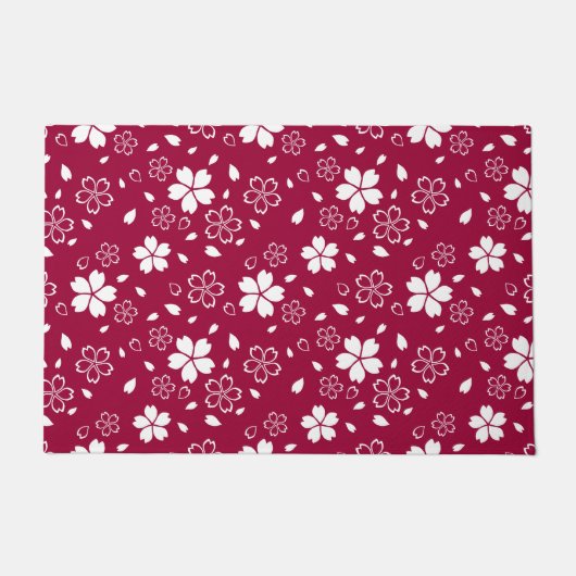 Red Sakura Pattern Fußmatte (Vorderseite)