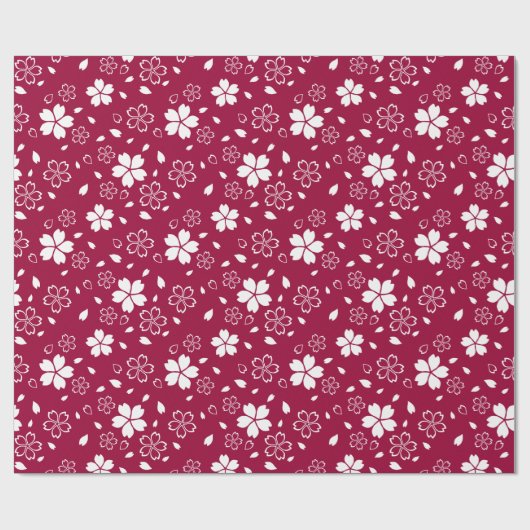 Red Sakura Pattern Geschenkpapier (Flach)