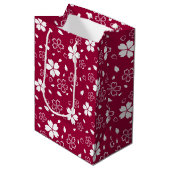 Red Sakura Pattern Mittlere Geschenktüte (Vorderseite Schrägansicht)
