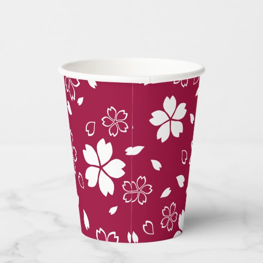 Red Sakura Pattern Pappbecher (Rechts)