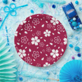Red Sakura Pattern Pappteller (Party)