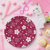 Red Sakura Pattern Pappteller (Party)