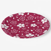 Red Sakura Pattern Pappteller (Schrägansicht)