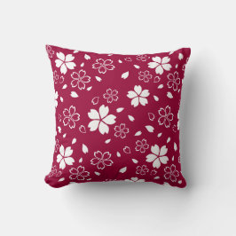 Red Sakura Pattern Throw Kissen