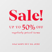 Red Sale Classic Retail Fensteraufkleber (Blatt)