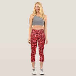 Red Salmon Tarnlage Capri Leggings