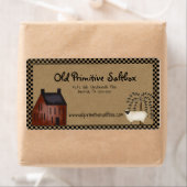 Red Saltbox House & Sheep Editable Shipping Label (Insitu)