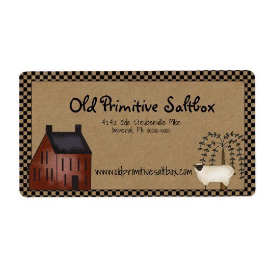 Red Saltbox House & Sheep Editable Shipping Label (Vorne)