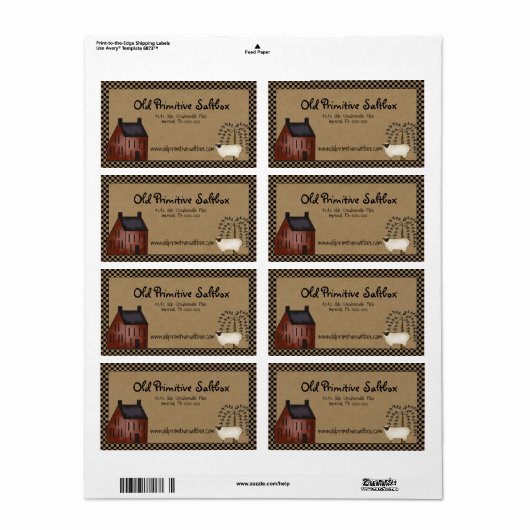 Red Saltbox House & Sheep Editable Shipping Label (Vorne)