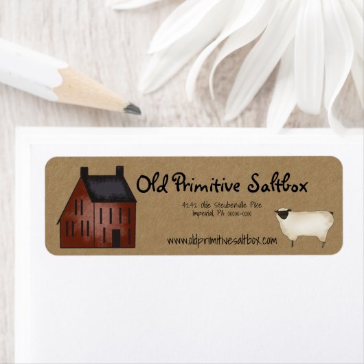 Red Saltbox House & Sheep Editable Shipping Label (Insitu)