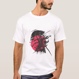 Red Samurai Warrior Ink Art T-Shirt | Japanese Kat