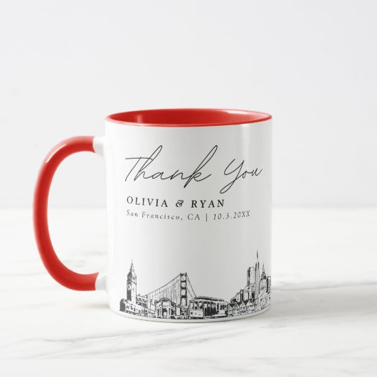 Red San Francisco Wedding Personalisiert Coffee Ta Tasse (Links)
