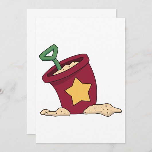 Red Sand Bucket mit Star und Shovel Einladung (Vorne/Hinten)