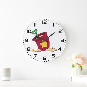 Red Sand Bucket mit Star und Shovel Große Wanduhr