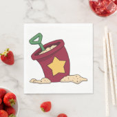 Red Sand Bucket mit Star und Shovel Serviette (Beispiel)