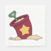 Red Sand Bucket mit Star und Shovel Serviette (Vorderseite)
