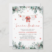 Red Santa Babies Twins Weihnachtsdusche Einladung (Vorderseite)