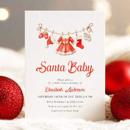 Red Santa Baby Baby Dusche Einladung