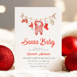 Red Santa Baby Baby Dusche Einladung