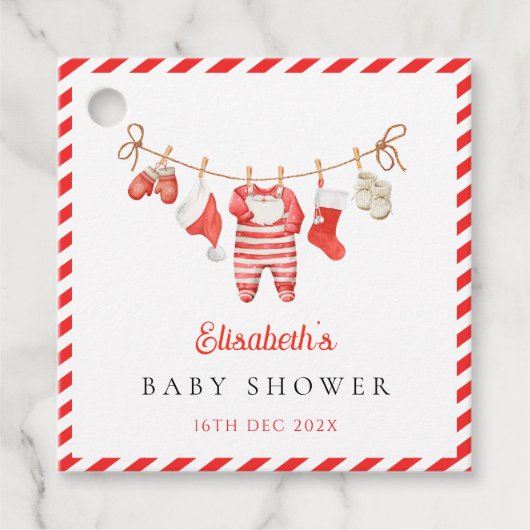 Red Santa Baby Baby Shower Geschenkanhänger (Vorderseite)