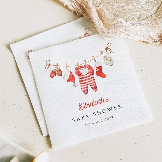 Red Santa Baby Baby Shower Serviette