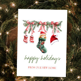 Red Santa Baby Bear Weihnachtskleidung Ankündigungspostkarte