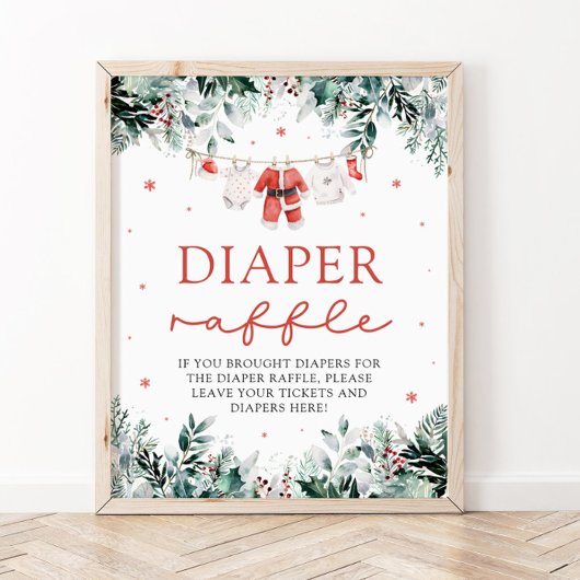 Red Santa Baby Christmas Baby Dusche Windel Raffle Poster