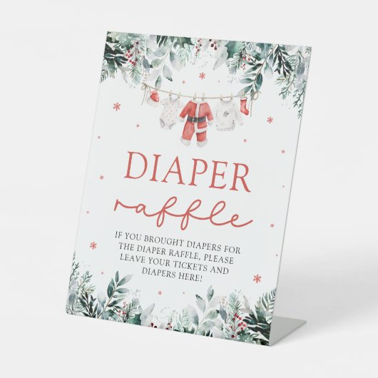 Red Santa Baby Christmas Baby Dusche Windel Raffle Sockelschild (Vorderseite)